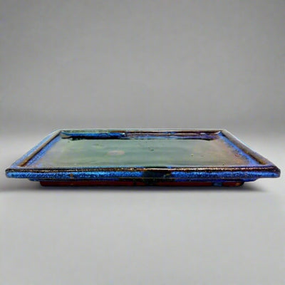 18cm Glazed Bonsai Pot Drip Tray | Rectangle - Yorkshire Bonsai