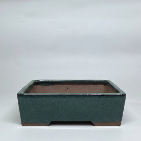 32cm Glazed Bonsai Pot | Rectangle | 32cm x 23cm x 9cm | Dark Green