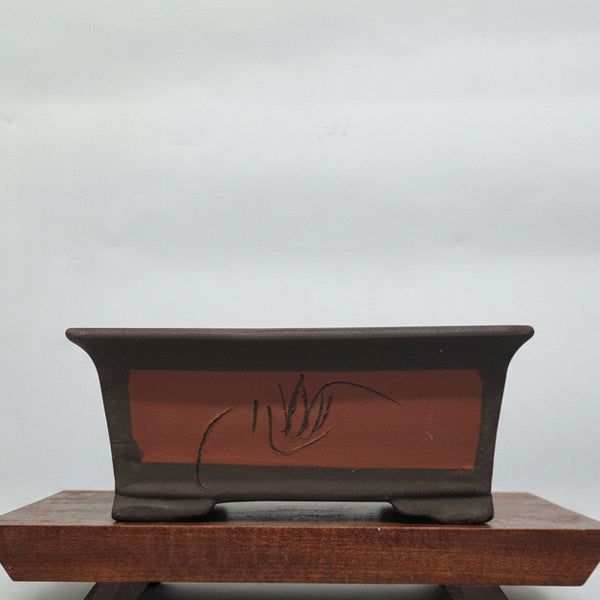 CLEARANCE: 25cm Painted Unglazed Bonsai Pot | Rectangle | 25cm x 17cm x 10cm | Brown
