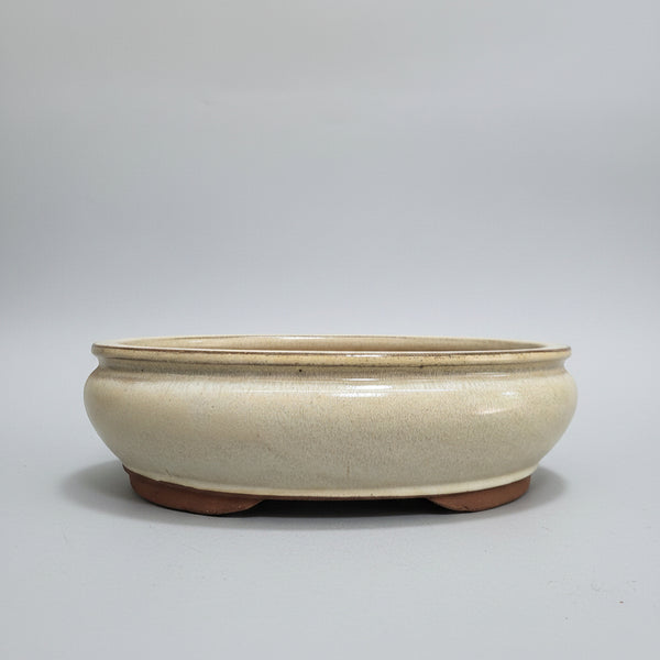 37cm Glazed Bonsai Pot | Oval | 37cm x 29cm x 10cm | White/Cream