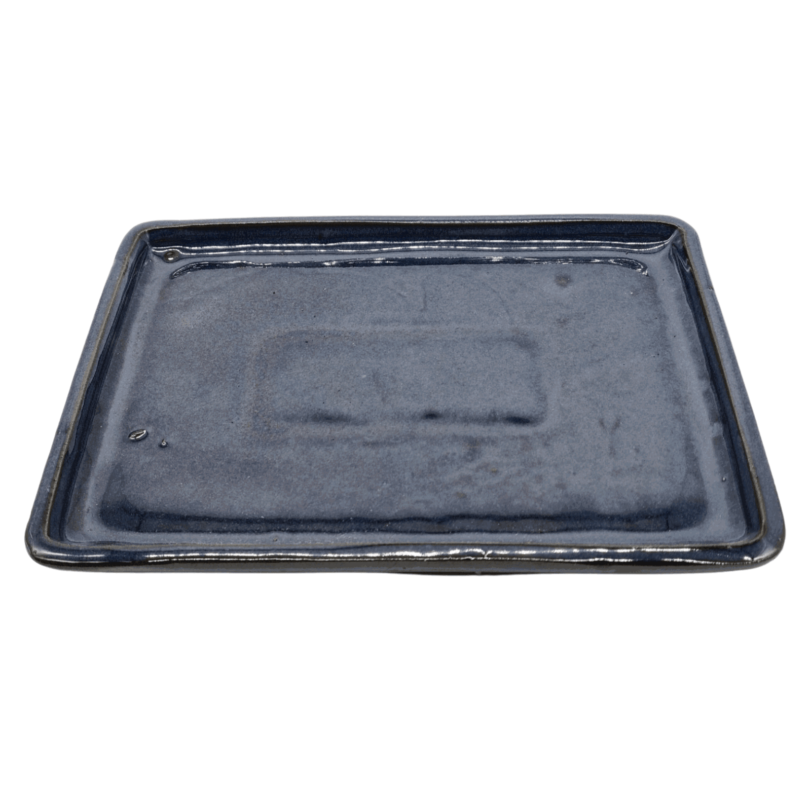 28cm Glazed Bonsai Pot Drip Tray Rectangle Blue Yorkshire Bonsai