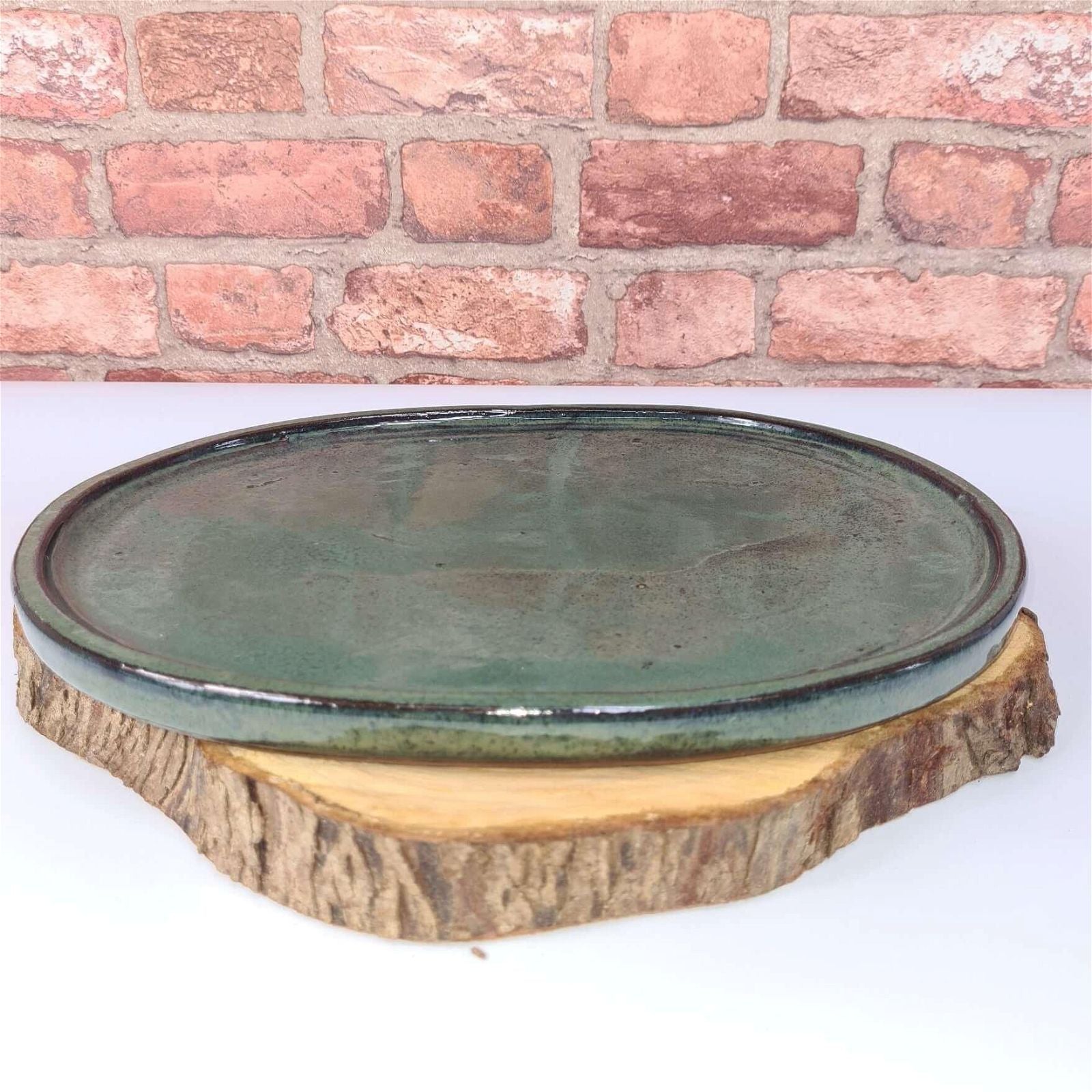 27cm Glazed Bonsai Pot | Oval | 27cm x 21cm x 8cm | Blue main image 0