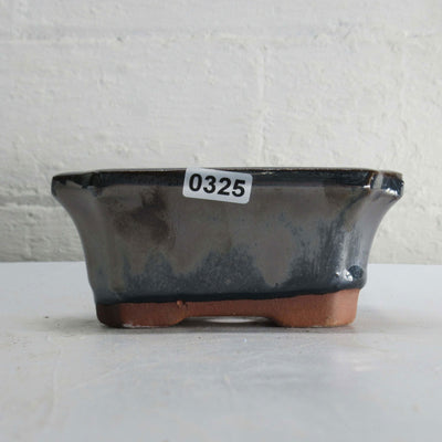 11cm Glazed Bonsai Pot | Rectangle | 11cm x 8cm x 5cm | Silver - Yorkshire Bonsai