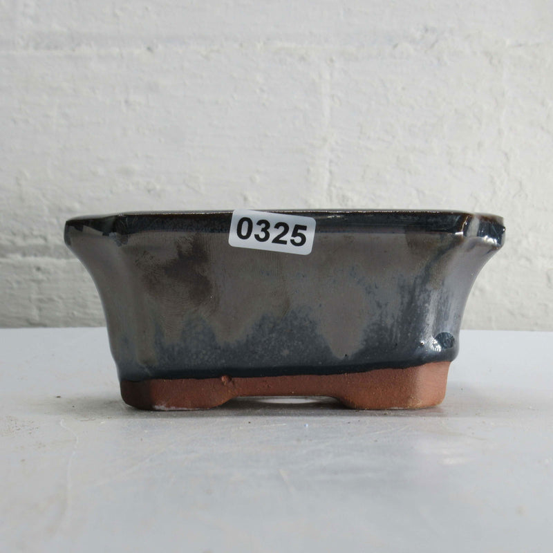 11cm Glazed Bonsai Pot | Rectangle | 11cm x 8cm x 5cm | Silver - Yorkshire Bonsai