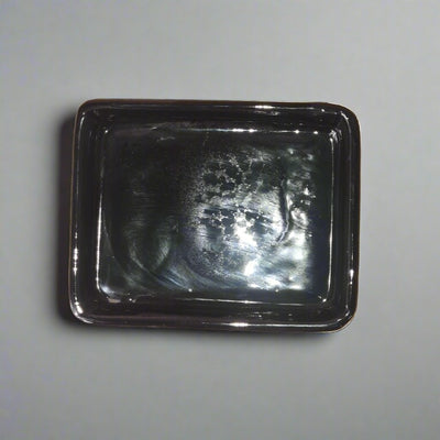 12cm Glazed Drip Tray | Rectangle | Black - Yorkshire Bonsai