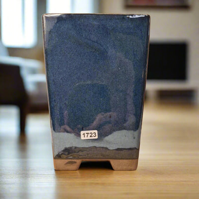 13cm Glazed Bonsai Pot | Cascade | 13cm x 19cm | Blue - Yorkshire Bonsai