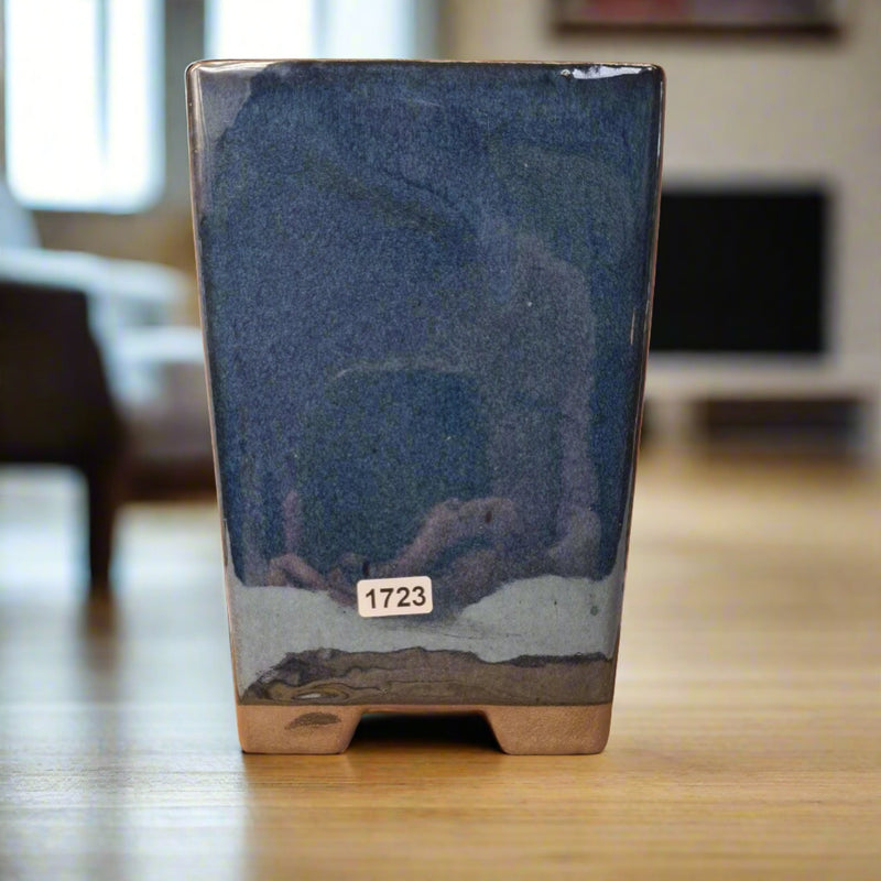 13cm Glazed Bonsai Pot | Cascade | 13cm x 19cm | Blue - Yorkshire Bonsai