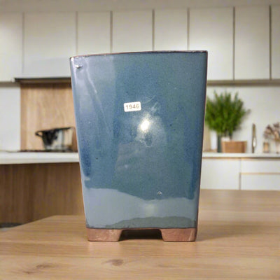 18cm Glazed Bonsai Pot | Cascade | 18cm x 24cm | Blue - Yorkshire Bonsai
