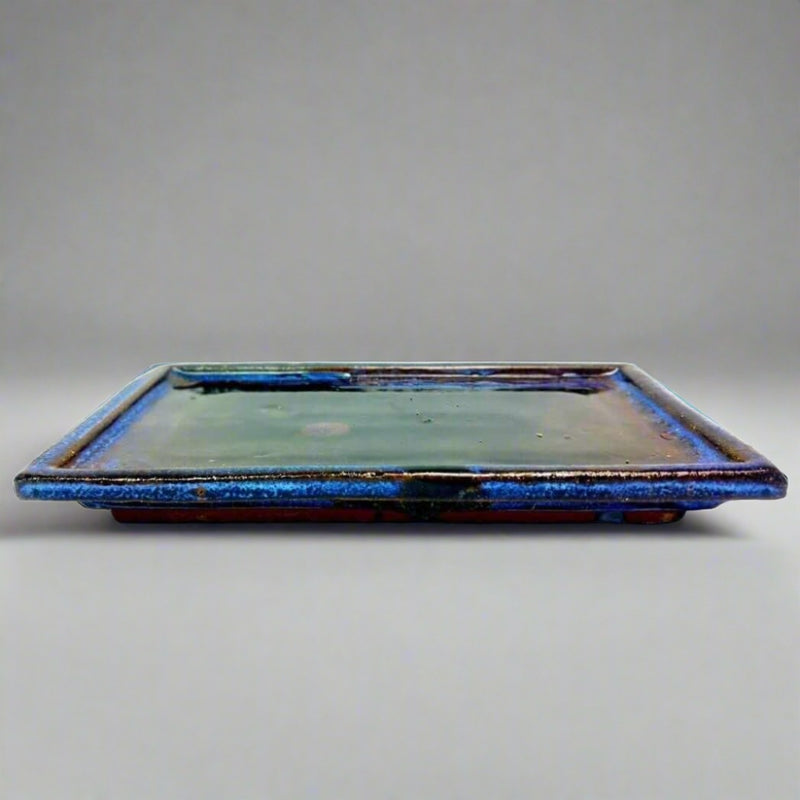 18cm Glazed Bonsai Pot Drip Tray | Rectangle - Yorkshire Bonsai