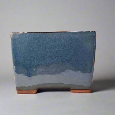 18cm Glazed Cascade Bonsai Pot | Square | 18cm x 18cm x 13cm | Blue - Yorkshire Bonsai