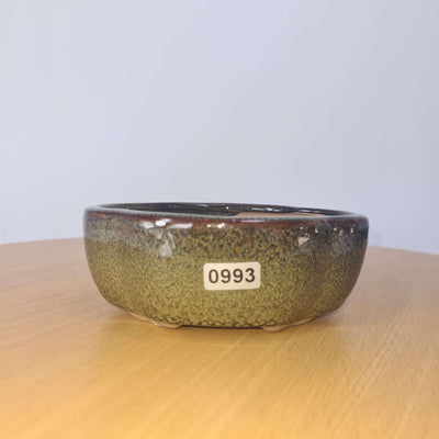 12cm Glazed Bonsai Pot | Floral | 12cm x 10cm x 5cm | Green