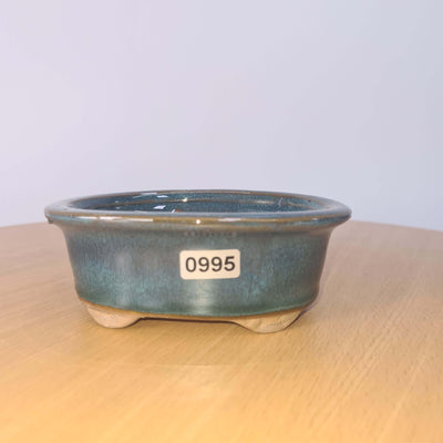 12cm Glazed Bonsai Pot | Oval | 12cm x 10cm x 5cm | Blue
