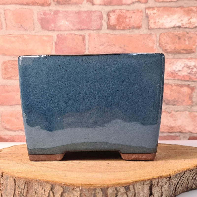 18cm Glazed Cascade Bonsai Pot | Square | 18cm x 18cm x 13cm | Blue