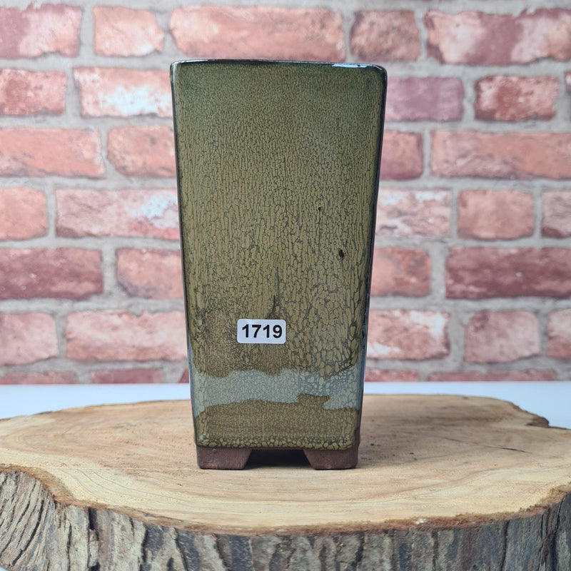 9cm Glazed Bonsai Pot | Cascade | 9cm x 17cm | Green - Yorkshire Bonsai
