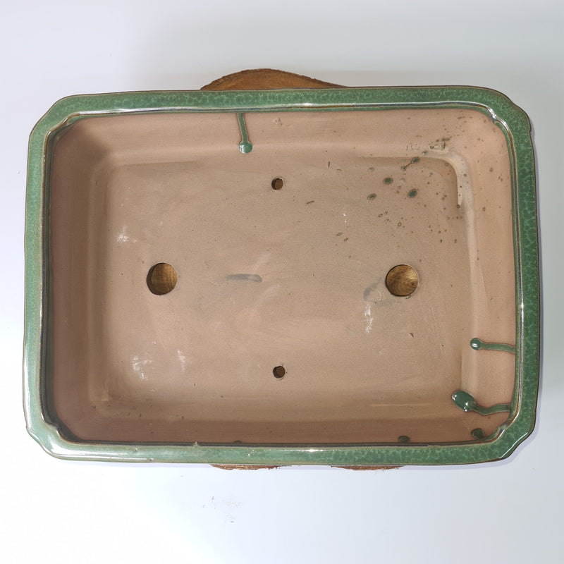 32cm Glazed Bonsai Pot | Rectangle | 32cm x 24cm x 8cm | Green