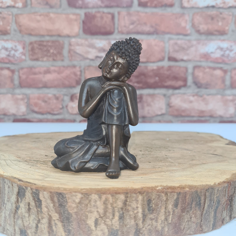 Thai Buddha | Brushed Wood Effect Resin Figurine (Right-Lean)