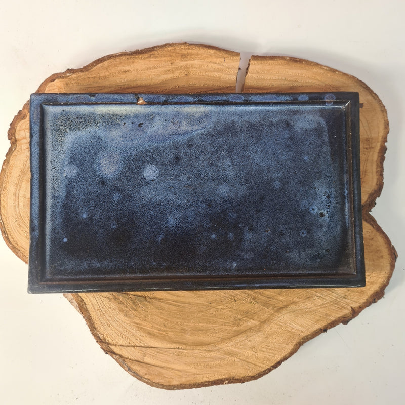 CLEARANCE 28cm Glazed Bonsai Pot Drip Tray | Rectangle | Blue