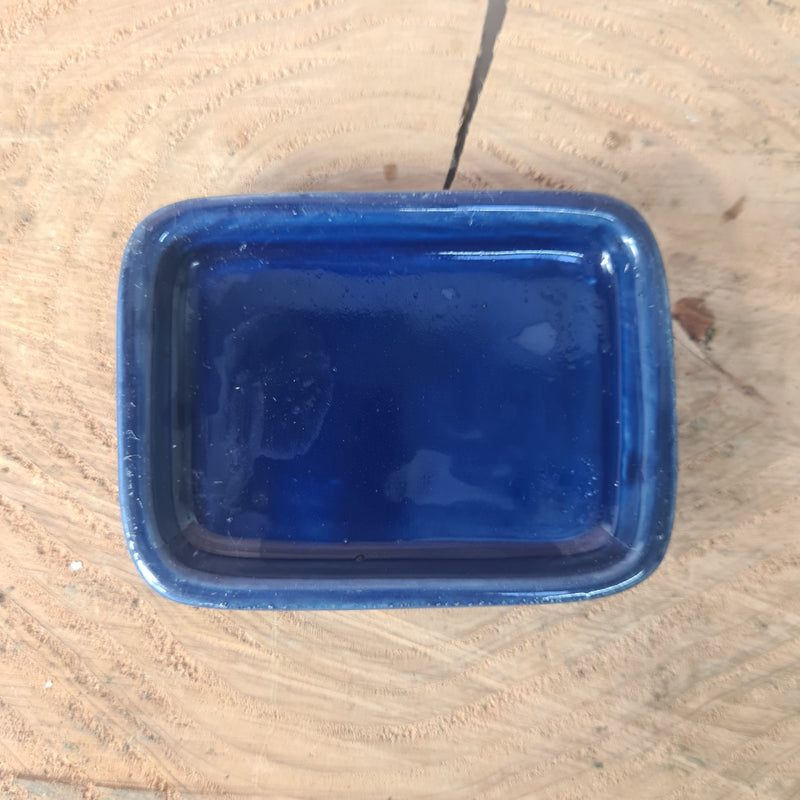 CLEARANCE 7cm Glazed Drip Tray | Rectangle | 7cm x 5cm | Blue