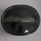 36cm Glazed Bonsai Pot Drip Tray | Oval | Black