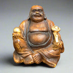 Laughing Buddha | Brushed Wood Effect Resin Figurine