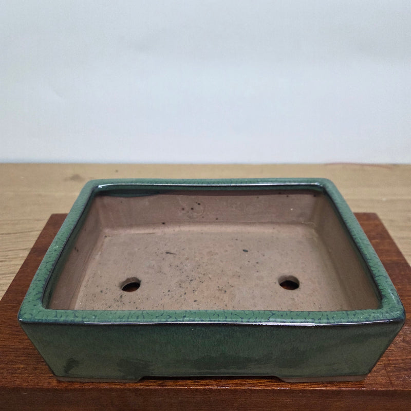 30cm Glazed Bonsai Pot | Rectangle | 30cm x 23cm x 9cm | Dark Green