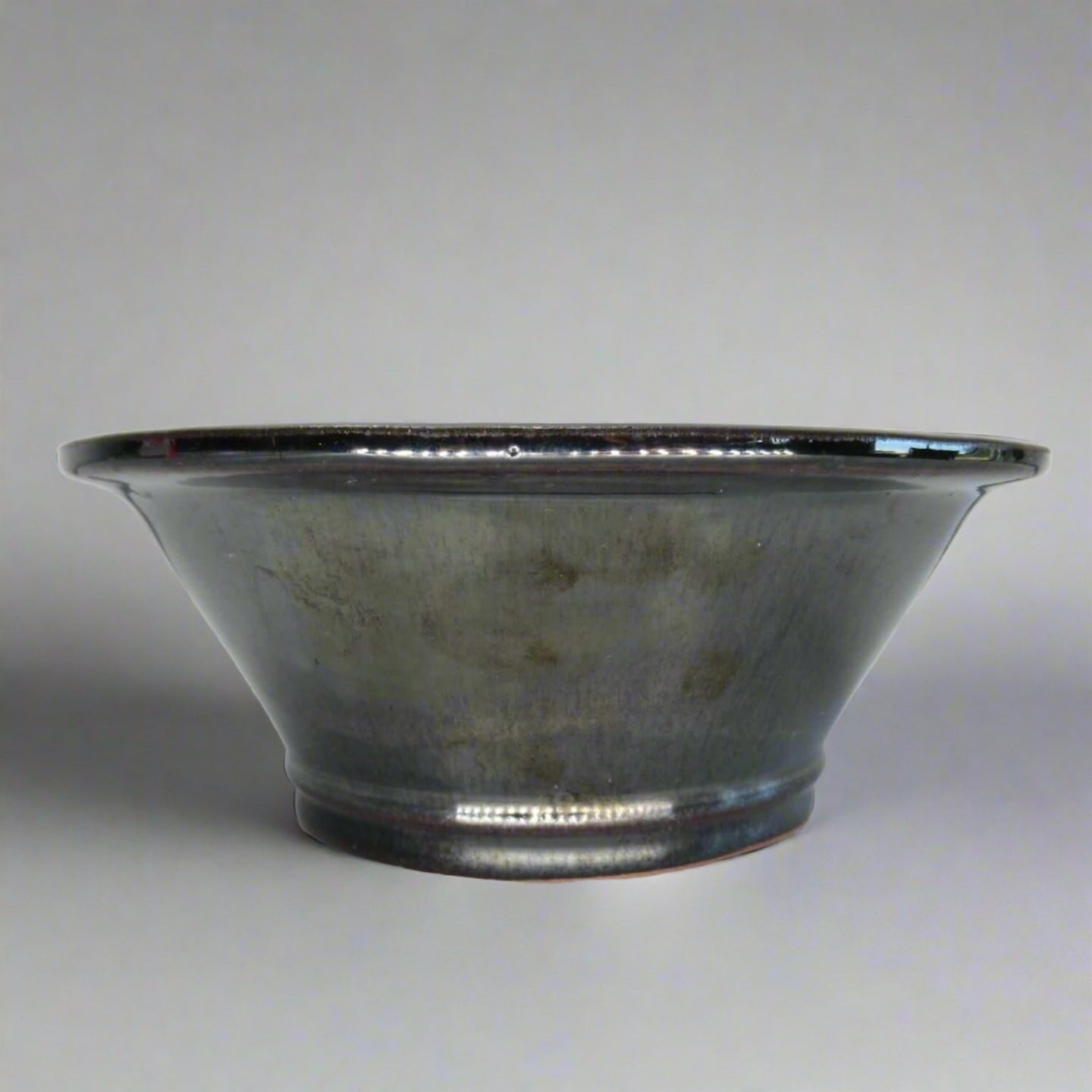 21cm Glazed Bonsai Pot | Round | 21cm x 9cm | Black - Yorkshire Bonsai