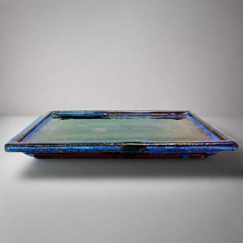 23cm Glazed Bonsai Pot Drip Tray | Rectangle - Yorkshire Bonsai