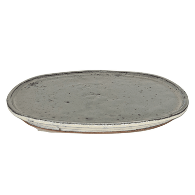 25cm Glazed Bonsai Pot Drip Tray | Oval | White - Yorkshire Bonsai