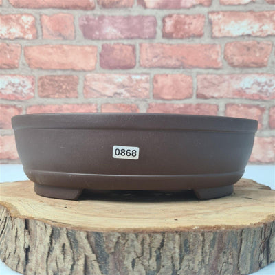 25cm Premium Unglazed Bonsai Pot | Oval | 25cm x 19cm x 8cm | Brown - Yorkshire Bonsai