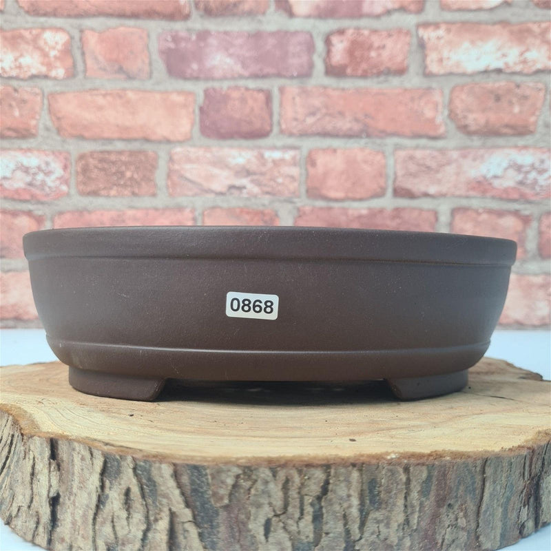25cm Premium Unglazed Bonsai Pot | Oval | 25cm x 19cm x 8cm | Brown - Yorkshire Bonsai