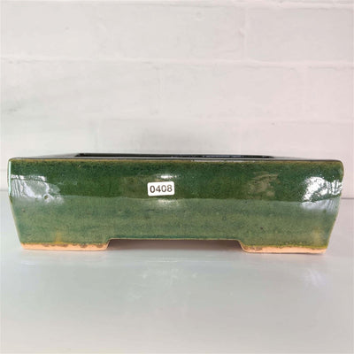 26cm Glazed Bonsai Pot | Rectangle | 26cm x 19cm x 8cm | Green - Yorkshire Bonsai