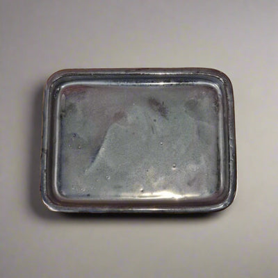 26cm Glazed Drip Tray | Rectangle | Silver - Yorkshire Bonsai