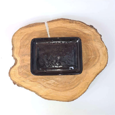31cm Glazed Drip Tray | Rectangle | Black - Yorkshire Bonsai