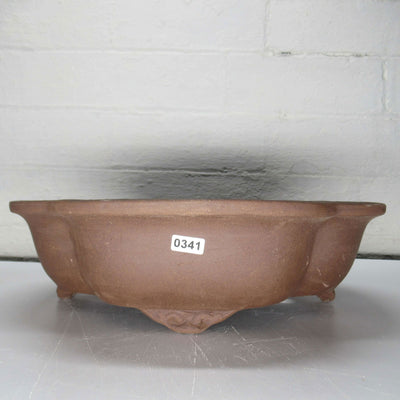 31cm Unglazed Bonsai Pot Oval | 31cm x 25cm x 9cm | Floral | Brown - Yorkshire Bonsai