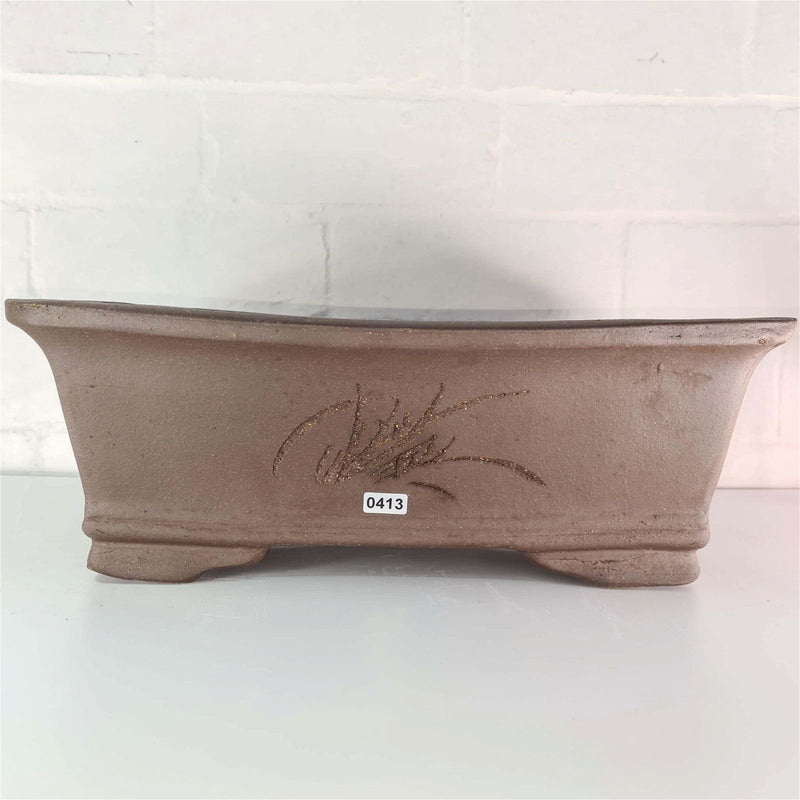 35cm Handmade Unglazed Bonsai Pot | Rectangle | 35cm x 27cm x 13cm | Brown - Yorkshire Bonsai