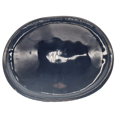 36cm Glazed Bonsai Pot Drip Tray | Oval | Blue - Yorkshire Bonsai