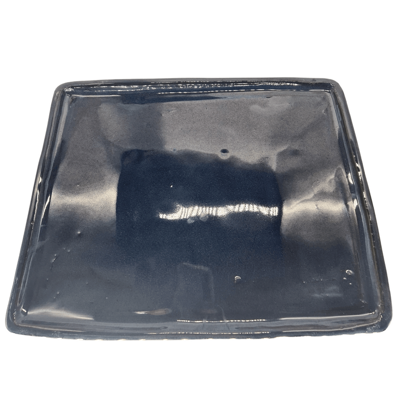 36cm Glazed Bonsai Pot Drip Tray | Rectangle | Blue - Yorkshire Bonsai