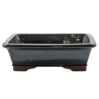 37cm Glazed Bonsai Pot | Rectangle | 37cm x 30cm x 12cm | Rectangle | Green - Yorkshire Bonsai