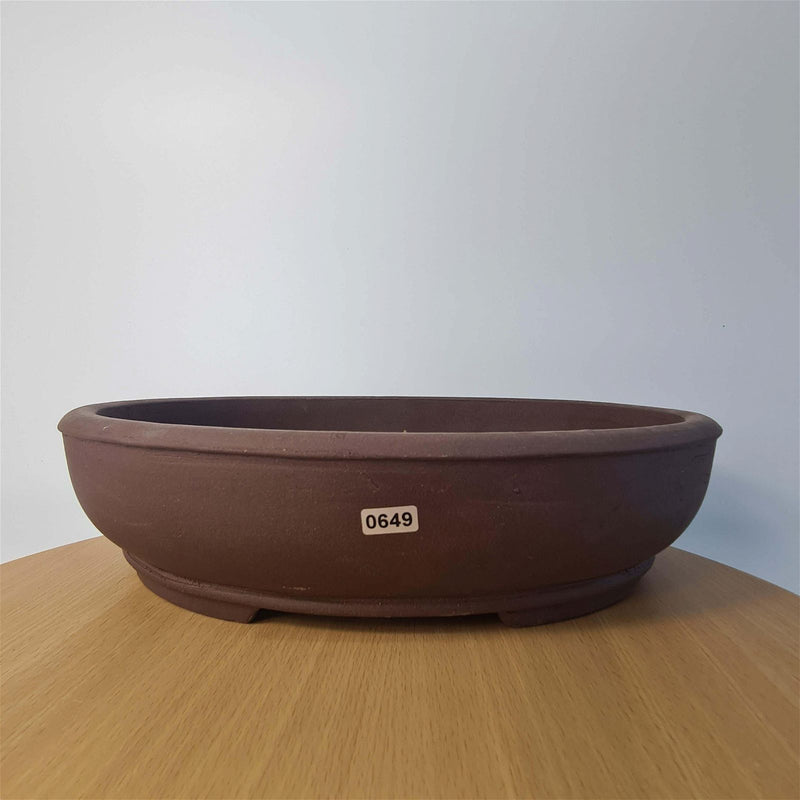 37cm Unglazed Bonsai Pot | Oval | 37cm x 30cm x 9cm | Brown - Yorkshire Bonsai