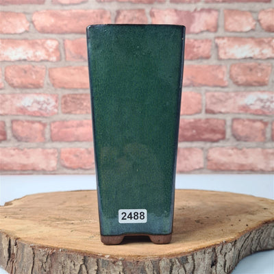 7cm Glazed Bonsai Pot | Cascade | 7cm x 15cm | Dark Green - Yorkshire Bonsai