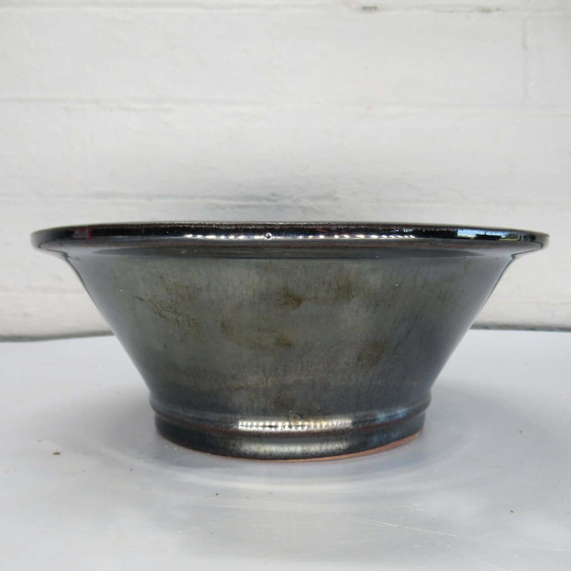 27cm Glazed Bonsai Pot | Round | 27cm x 27cm x 10cm | Black