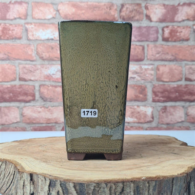 9cm Glazed Bonsai Pot | Cascade | 9cm x 17cm | Green - Yorkshire Bonsai