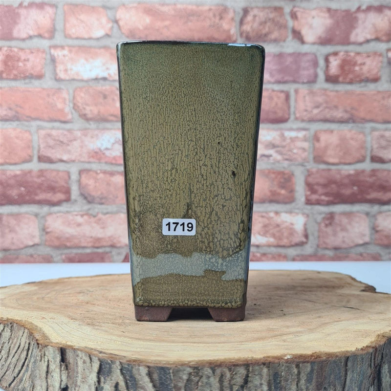 9cm Glazed Bonsai Pot | Cascade | 9cm x 17cm | Green - Yorkshire Bonsai