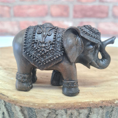 Elephant | Brushed Wood Effect Resin Figurine - Yorkshire Bonsai