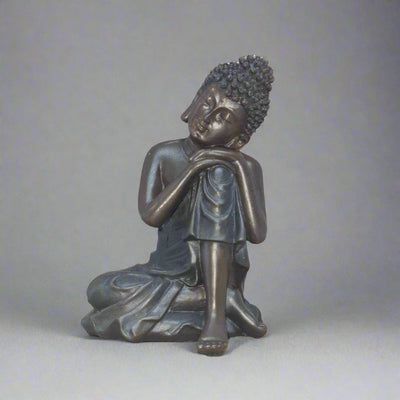 Thai Buddha | Brushed Wood Effect Resin Figurine (Right-Lean) - Yorkshire Bonsai