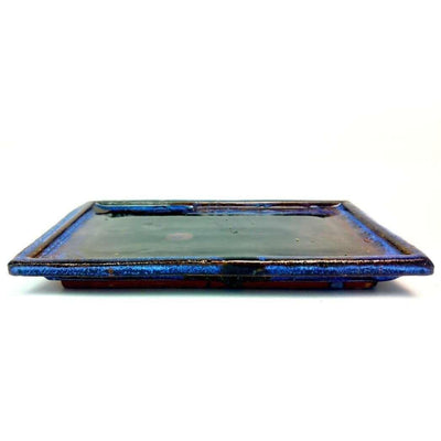 28cm Glazed Bonsai Pot Drip Tray | Rectangle | Blue