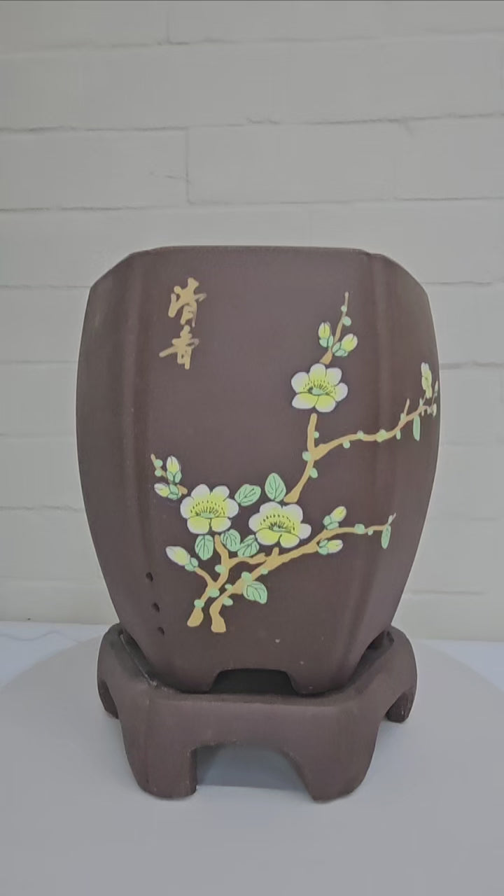 20cm Premium Unglazed Bonsai Pot | Cascade | 20cm x 20cm x 21cm | Brown
