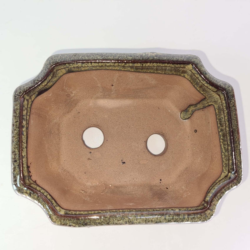 13cm Glazed Bonsai Pot | Rectangle | 13cm x 10cm x 5cm | Green