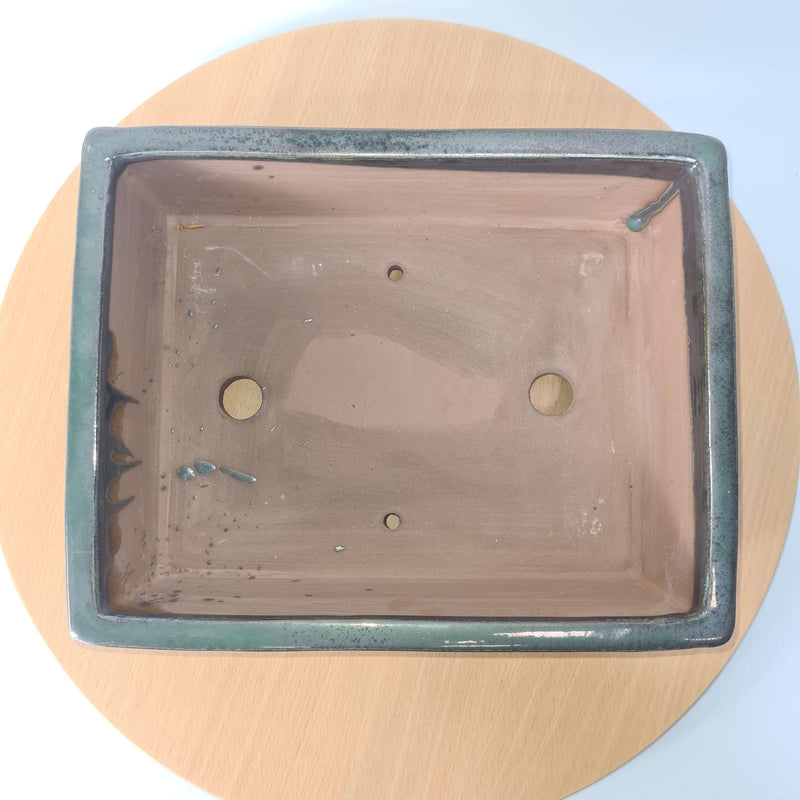 30cm Glazed Bonsai Pot | Rectangle | 30cm x 23cm x 9cm | Silver