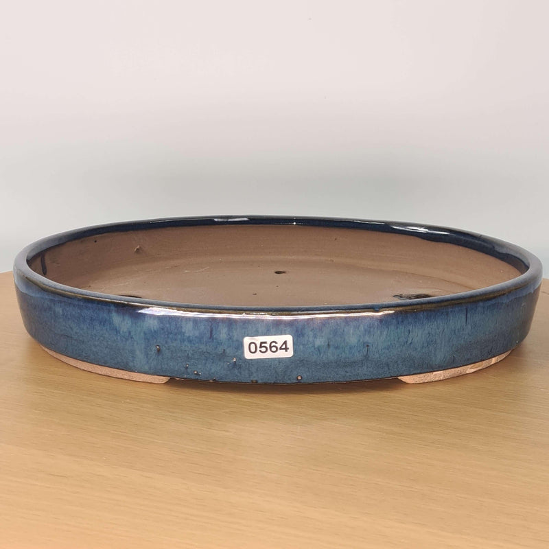 26cm Glazed Bonsai Pot | Oval | 26cm x 19cm x 4cm | Blue
